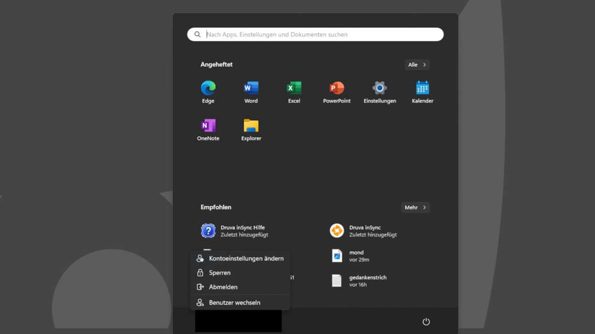 Startmenü von Windows 11